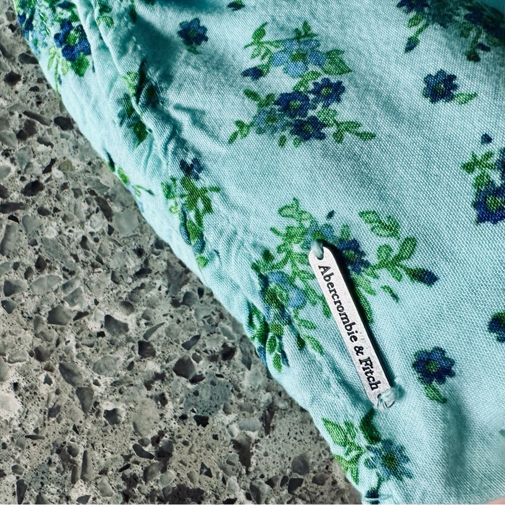 Abercrombie & Fitch Aqua Floral Babydoll Mini Dress/Tunic - Size Small ⭐🌼 - Picture 4 of 9